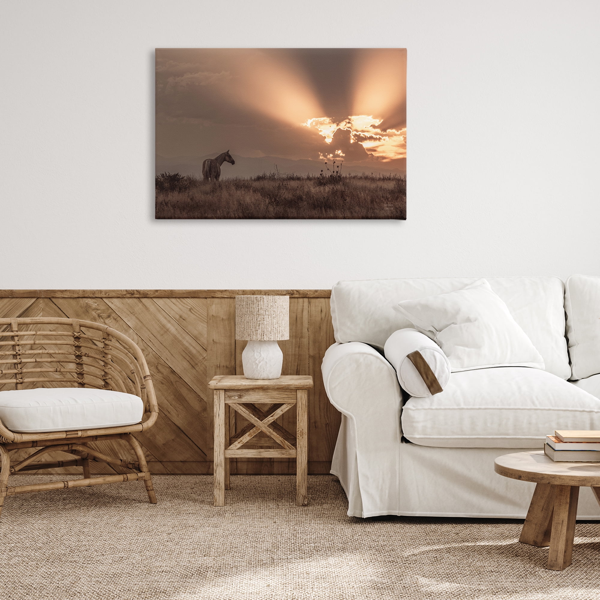 Stupell Industries Faded Sunset with Horse Landscape & Nature Photography Wrapped Canvas Art Print Wall Art, 36 x 24
