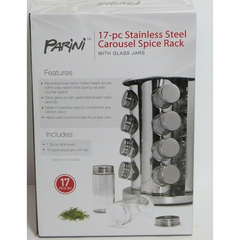 Parini Revolving Countertop Spice Rack Stainless Steel Seasoning