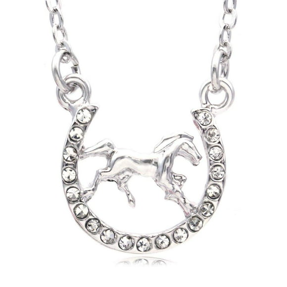 SoulBreezeCollection Horse Mustang Pony Horseshoe Necklace Pendant Good Luck Charm Western Cowboy Cowgirl