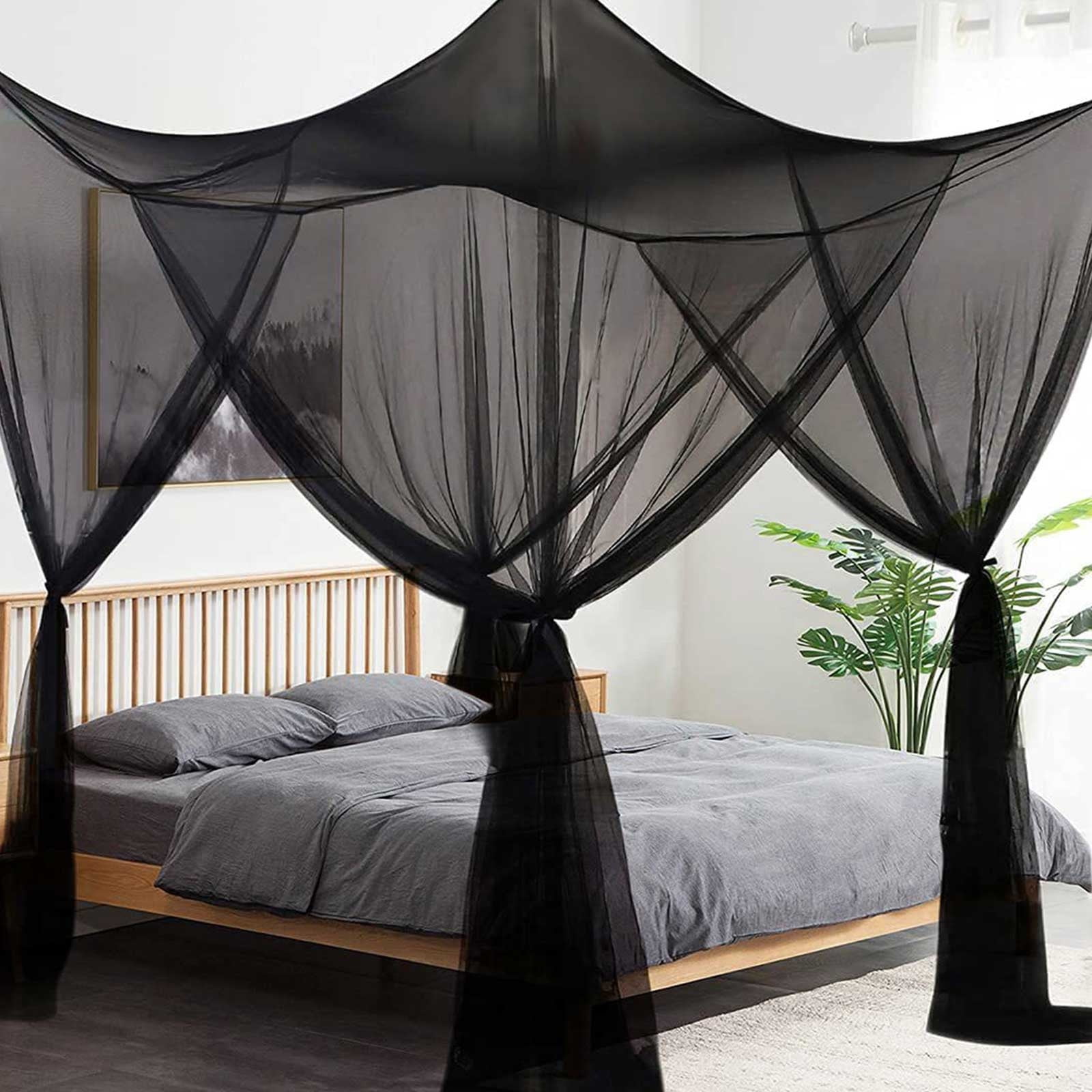 4 Corners Post Canopy Bed Curtains Canopy - Bed Canopy for Queen Size Bed, Princess Canopy for Girls Bed, Canopy Bed Drapes Adults, uxurious Mosquito Net Bedroom Decor, Bed Drape Elegant Mosquito Net