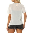 thumbnail image 3 of INSPIRE CHIC Women's Party Sheer Short Sleeve Gilding Shiny Metallic Stars Top XL White, 3 of 5