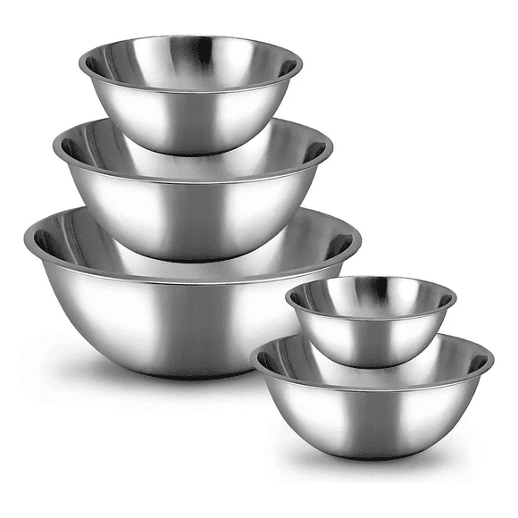 Juego De Tazones De Grado Alimenticio De Acero Inoxidable 5 Pcs, Plata
