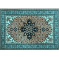 thumbnail image 1 of Ahgly Company Indoor Rectangle Medallion Light Blue Traditional Area Rugs, 2' x 5', 1 of 4