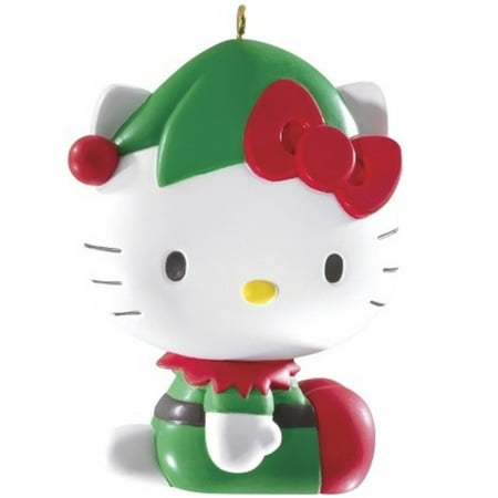 Christmas Heirloom Ornaments - Carlton Cards Heirloom Hello Kitty with Red and Green Elf Outfit Christmas Ornament