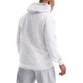 thumbnail image 4 of Sudadera con capucha Champion Powerblend de forro polar a rayas para hombre, blanca, 4 of 7