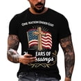 thumbnail image 2 of Men's Loose Fit Flag Print T-Shirt, ONE NATION UNDER GOD Graphic Short Sleeve Top for Casual Daily Wear, Summer Patriotic Tee Black L, 2 of 4
