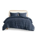 thumbnail image 5 of Twin Comforter Set, Machine Washable Clip Jacquard Comforter Set with Pompom Design, Navy 3-Piece( Includes Comforter and 2 Shams), 5 of 9