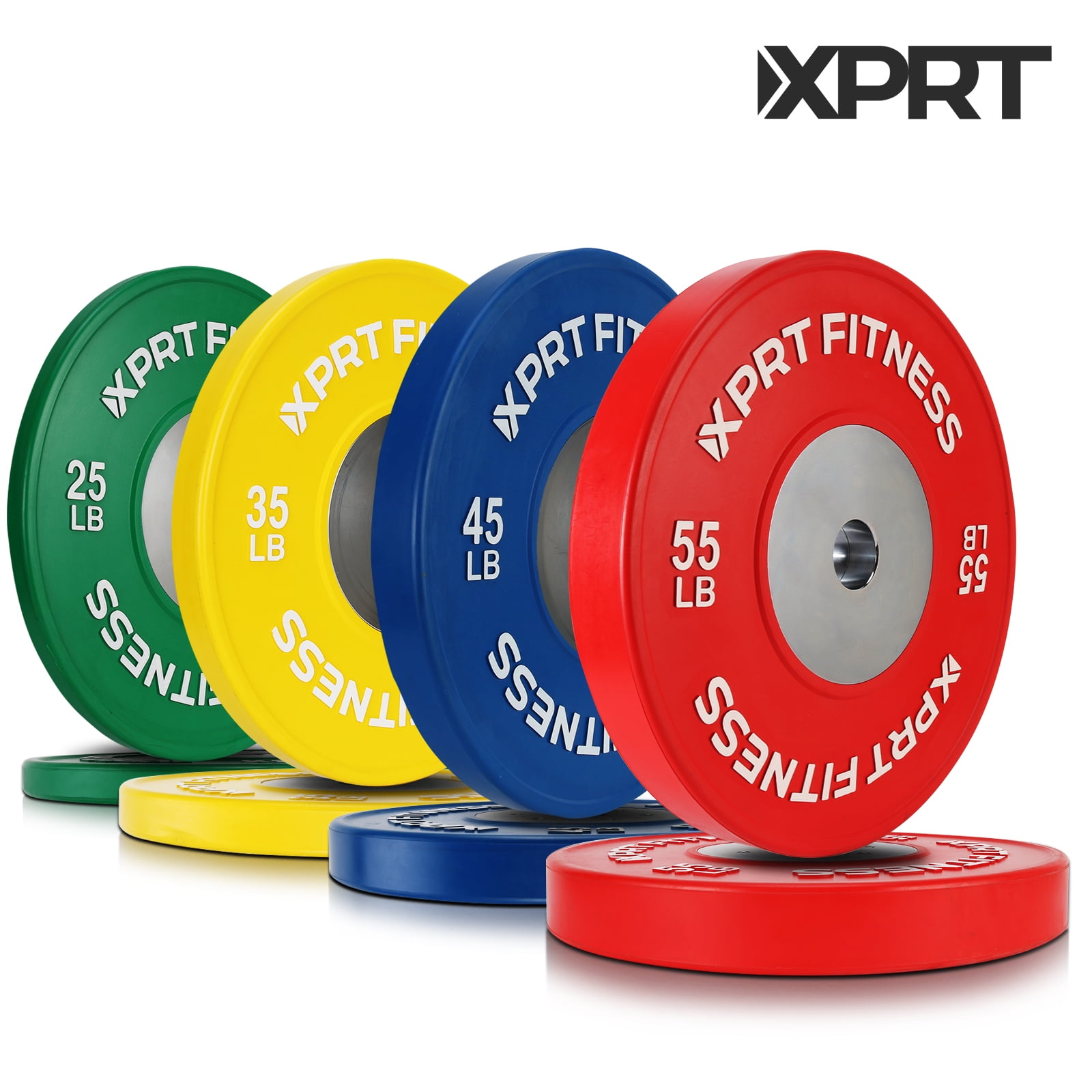 XPRT Olympic Competition Bumper Plate with Steel Core Insert, 25lb Green - Pair