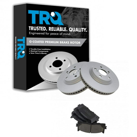TRQ Front Brake Pad & Rotor Kit Brake Pads Brake Rotor Ceramic Premium G-Coated Fits Select 2013-2018 Lexus ES300h 2007-2018 ES350 2008-2018 Toyota Avalon 2007-2017 Camry