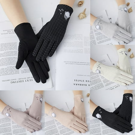 

Archer Women Rabbit Ear Dotted Thin Cotton Anti UV Slip Touch Screen Driving Gloves