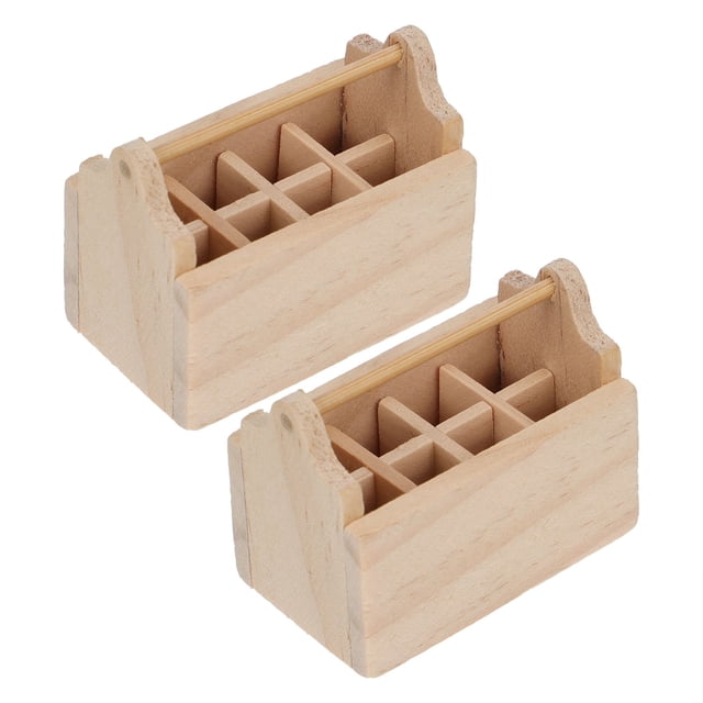 Minkissy 2Pcs Small Tool Chest Miniature Tool Box Chocolate Wooden For Mini House Layout Design Hobbyists