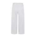 thumbnail image 5 of White Womens Sweatpants Women's Linen Wide Leg Pants Casual Loose High Waist Beach Haren Pants Pockets Casual Pants Women, 5 of 6