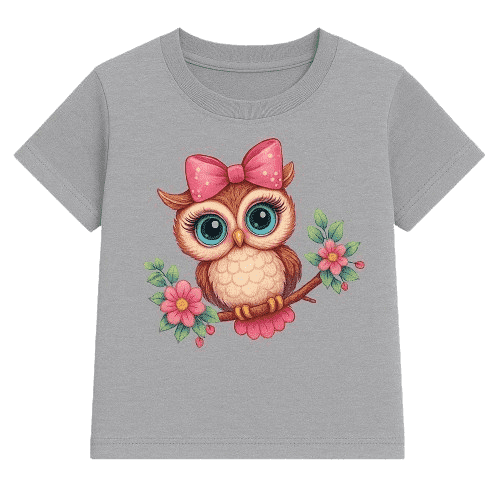 Girl's Owl Graphic Short-Sleeve Graphic Print T-Shirt (7Y)