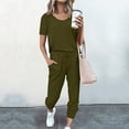 thumbnail image 3 of Giftesty Two Piece Outfits Women,2Pc Women Pure Color Suit Short Sleeve Leisure Pocket Home Sweatpants Sets, 3 of 3