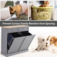 thumbnail image 4 of HARIPUL Double Tilt Out Trash Cabinet, 26 Gallon Trash Can Cabinet with Drawers & Handles for Kitchen, Gray/Light Brown Top, 4 of 10