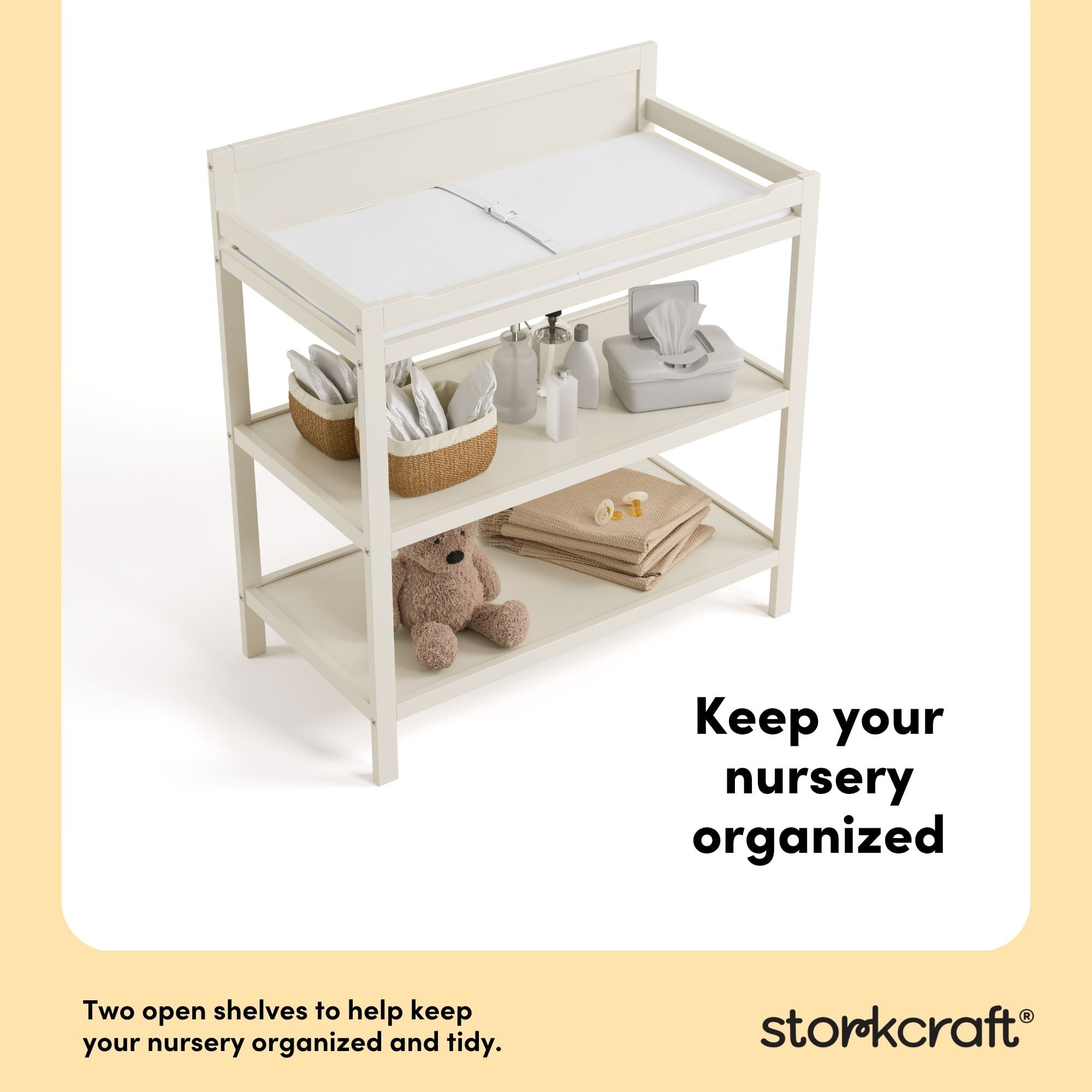 Storkcraft Alpine Infant Changing Table with Changing Pad, Frosted Oat