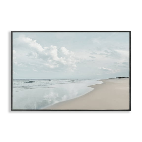 Stupell Industries Endless Beach View Nautical & Beach Photography Black Framed Art Print Wall Art, 18 x 12