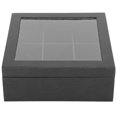 thumbnail image 1 of Caja de almacenamiento de madera, 9 rejillas, aceite esencial, trabajo hecho a mano, creatividad, suministros de embalaje transparentes, color negro, 1 of 5