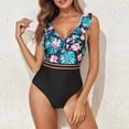 thumbnail image 4 of Wycnly Bathing Suits for Women Womens Swimsuits High Waist Swimsuits for Women Summer Beach Fashion Floral Ruffle Layer Swimwear Ladies Girls Backless Tankini One Piece Swimsuit, 4 of 7