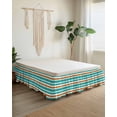 thumbnail image 2 of Turquoise Orange Striped Wrap Around Bed Skirts for Queen Bed 18" Drop,Bed Skirt with Adjustable Elastic Belt Dust Ruffle Bed Valance for Bedroom Modern White Abstract Art Aesthetics Bed Frame Cover, 2 of 7