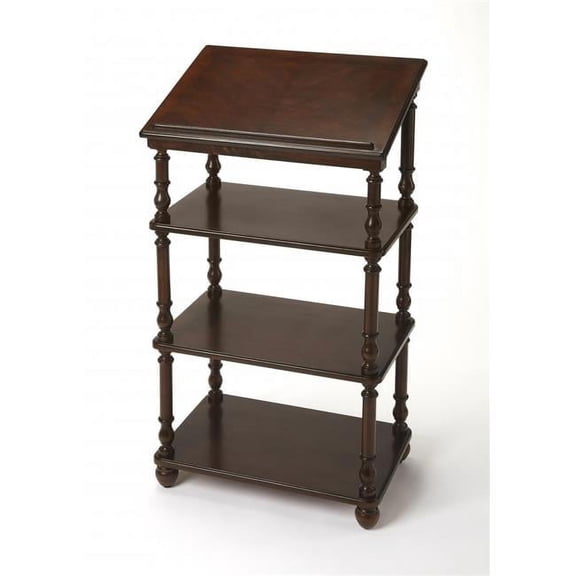Deep Cherry Podium Library Stand, Dark Brown