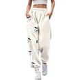 thumbnail image 1 of LUOGENLI Pantalon Décontracté pour Femme Pantalon Mode pour Femmes Citrouille Convenable Imprimé Bas Pantalon de Survêtement Poches Taille Haute Gym Athlétique Ajusté Pantalon Jogger Pantalon Décontracté pour Femme Taille Élastique à Cordon Long Blanc G, 1 of 4