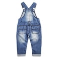 thumbnail image 2 of Kidscool Space Baby Girls Easy Diaper Changing Snap Legs Flower Embroidered Denim Overalls,Blue,9-12 Months, 2 of 7