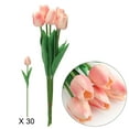 thumbnail image 2 of Deago 30 Pcs Artificial Tulips Flowers Real Touch PU Tulips Arrangement Bouquet for Home Room Office Party Wedding Decoration (Pink), 2 of 7