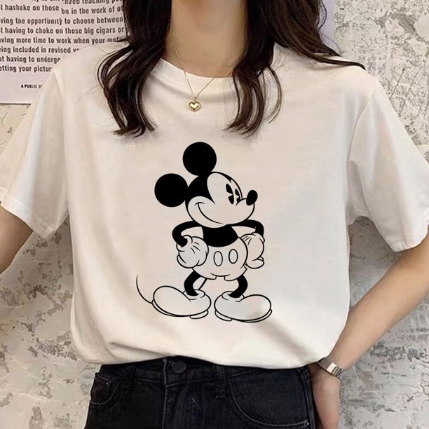 Disney Mickey Mouse 90s Harajuku T Shirt Women Fashion Trend Comfy Casual Tops Tumblr Streetwear Female Clothes Free ShippingXXL Gao Jinjia LED