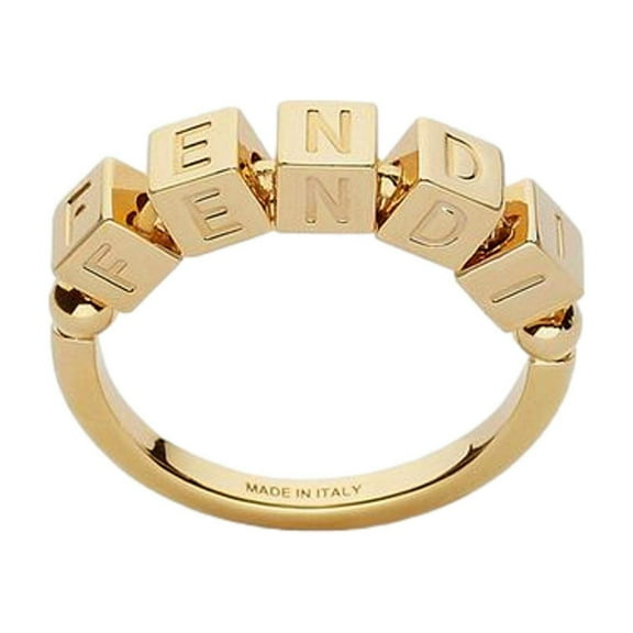 Fendi Fendigraphy Letters Gold Metal Ring Size Medium