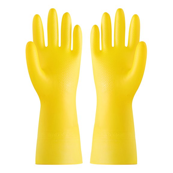 UNLLLL Reusable Rubber Dishwashing Cleaning Gloves For Kitchen Bathroom Non Slip Grippy Long Dish Washing Gloves With Flocked Cotton Liner Flexible Waterpr, for Indoor or Outdoor