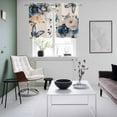 thumbnail image 3 of Vintage Blue Floral Kitchen Curtains Window Panels, Butterflies Watercolor Flower Linen Insulated Window Treatment Curtain, Grommet Curtains for Bedroom/Living Room/Bathroom, 2 Piece 27.5"Wx39"L, 3 of 8