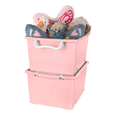 thumbnail image 5 of Mainstays Kids Large Pink Plastic Stackable Rolling Toy Storage Basket with Handles, 5 of 6