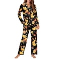 thumbnail image 4 of DISNIMO Maple Leaves Printed Pajama for Women Set 2 Piece Pjs Lounge Set with Pockets Long Sleeve Button Down Sleepwear with Long Pants Casual Loose Loungewear Nightwear, L, 4 of 7