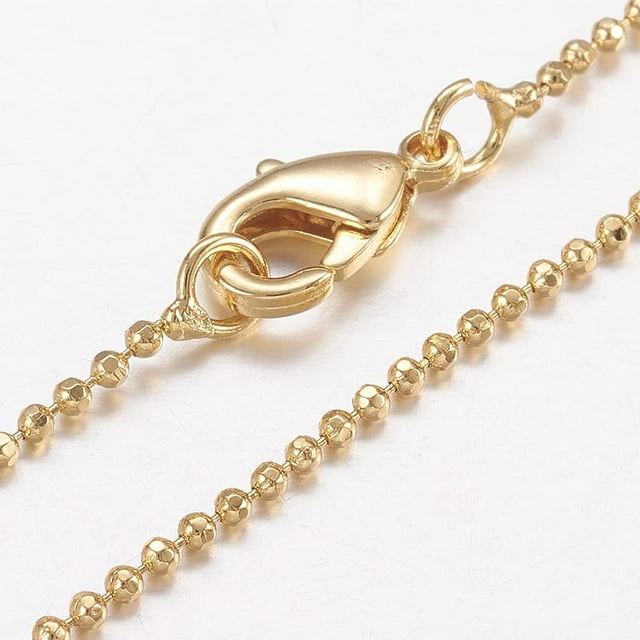 1 Collar minimalista de cadena de bolas de latón chapado en oro de 18 quilates, joyería de moda con cierre de pinza de langosta.