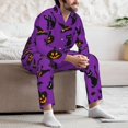 thumbnail image 6 of Halloween Costumes Mens Pajamas Set, halloween cat bat Halloween Pajamas Button Down Long Sleeve Loungewear Halloween Sleepwear Pjs sets for Men, 6 of 7
