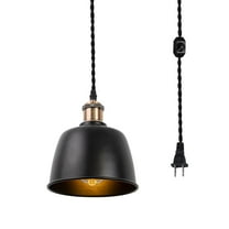 KAYYELAMP Dimmable Pendant Light Plug in Cord 15 Feet E26 Red Copper Base Black Metal Shade Vintage Design Hanging Lamp for Kitchen Stairs Farmhouse(No Bulb)