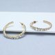 thumbnail image 3 of par de pendientes semicirculares de aleación para mujer con decoración de diamantes de imitación, regalo de joyería dorado, 3 of 5