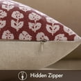 thumbnail image 2 of Block Print Pillow Covers 18x18 Inch Set of 2, Vintage Floral Throw Pillow Cases Neutral Linen Farmhouse Cushion Covers for Couch Sofa Bed Chair Living Room, Red, 2 of 6