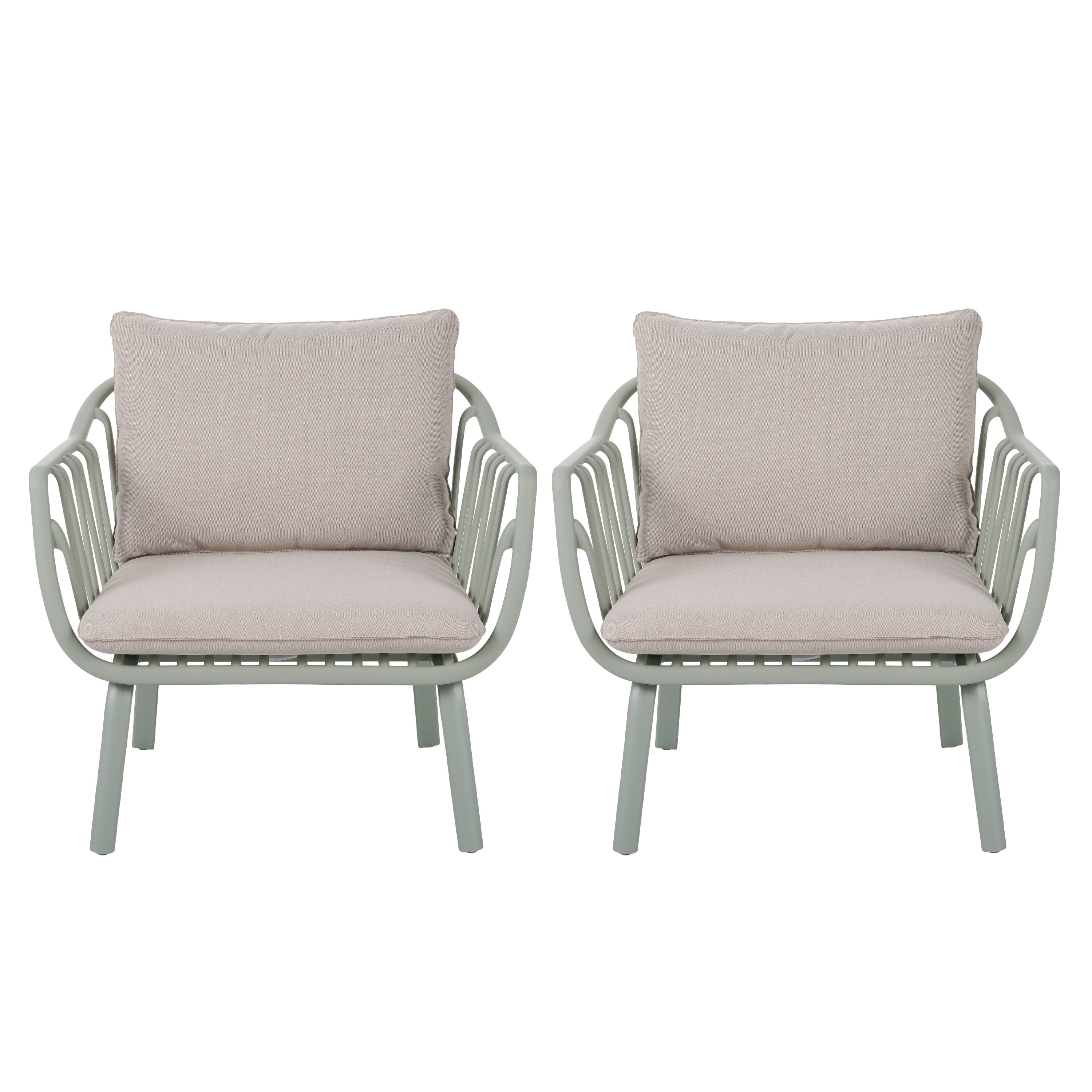 Outdoor PP Frame Patio Club Chairs Set of 2 for Garden, Green