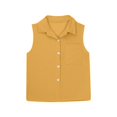 thumbnail image 3 of Djtdsds Girls Sleeveless Button Down Vest Casual Cotton Blend Tank Top for Toddler & Big Kids Size:7-8 Years, 3 of 5