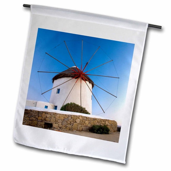 3dRose, Greece, Mykonos, Hora, windmills - EU12 DGU0071 - Darrell Gulin, 12 x 18 inch Garden Flag