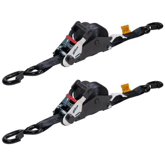 2 Pack 1.5''x16' Auto Retractable Ratchet Straps with Safety Lock S Hook, 1,667 lbs WLL, Padded Handle, Self Ratcheting Tie Down Strap for Boat, Jet Ski, ATVs, Bikes