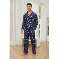 thumbnail image 2 of EK4YDNDS Mens Pajama Set, Soft Flannel PJS for Men Comfy Warm Printed Sleepwear（SPACESHIP-NAVY, L）, 2 of 5