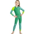 thumbnail image 4 of IBTOM CASTLE Kids Girls Full Wetsuit Rash Guard Swimwear Long Sleeve Zippper One Piece Swimsuit Summer Bathing Suit 3-4 Years Green, 4 of 8