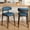Blue Linen, variant on Solid Wood Counter Height(26") Bar Stools Set of 2, Premium Linen-Blend Upholstery with Back & Brass-Toned Metal Footrest, Mid Century Modern Bar Stools for Kitchen Island, Green