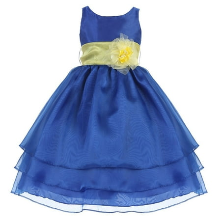 Sophias Style Girls Royal  Blue  Yellow Sash Junior  