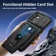 thumbnail image 6 of Venoro for Samsung Galaxy A15 5G Card Slot Holder Phone Case with Screen Protector with Slide Camera Lens Cover and Stand, Black, 6 of 16