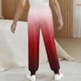 thumbnail image 3 of Girls Lounge Pants 5t Soft Gradient Joggers Pants with Pockets Pull-On Casual Kids Fall Trousers Wine, 13 T, 3 of 6