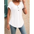 thumbnail image 4 of Women's Tops Dressy Casual Blouses Short Sleeve Shirts Clothing Summer Outfits Button Pleated Front White M, 4 of 10